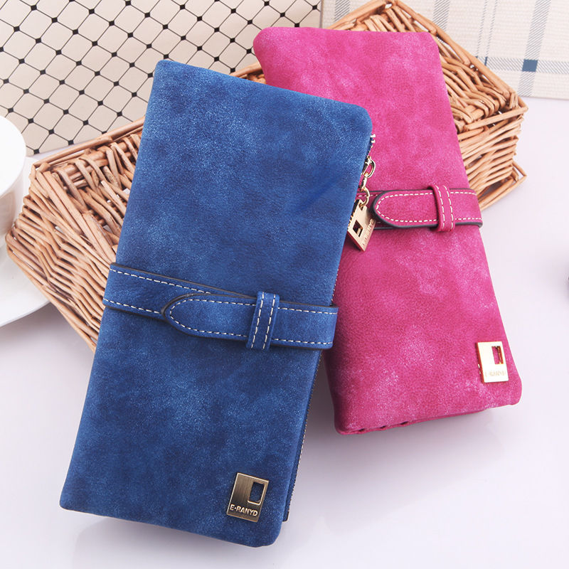 1 stück 7 Farben  Neue Mode Weibliche Matte Pu Leder Haspe Lange Kupplung Brieftaschen Geldbörsen Kartenhalter