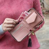 Fashion Design Marke Damenmappen Pu Leder Quaste Brieftasche Damen Bronzing Kupplungen Kartenhalter