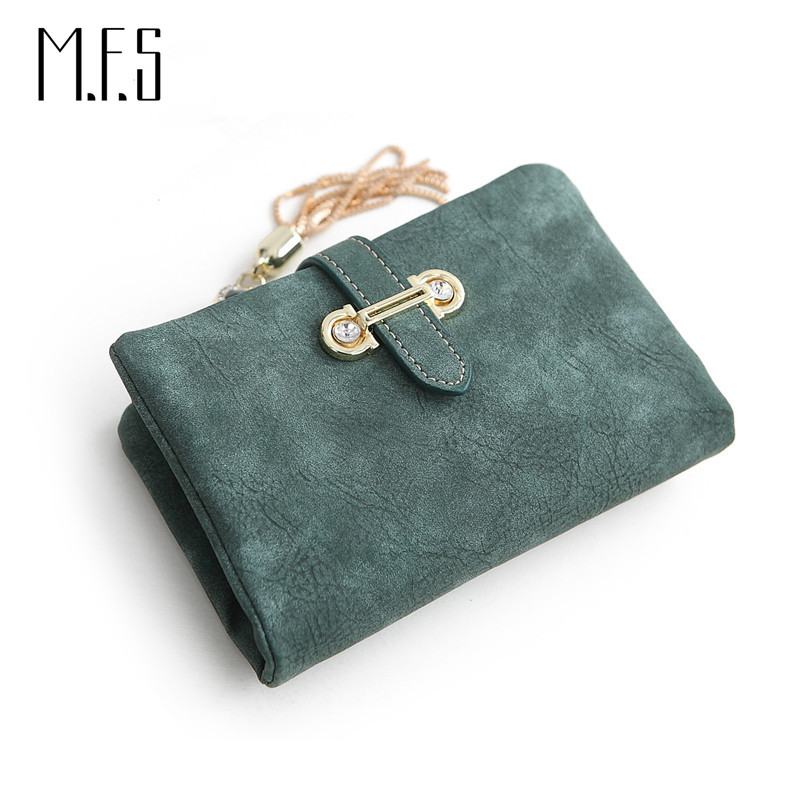 MFS neue Mode Damen Geldbörsen Kordelzug NubukLeder Reißverschluss Geldbörse Damen kurze Design Geldböse