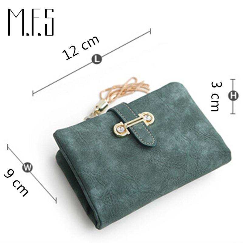 MFS neue Mode Damen Geldbörsen Kordelzug NubukLeder Reißverschluss Geldbörse Damen kurze Design Geldböse