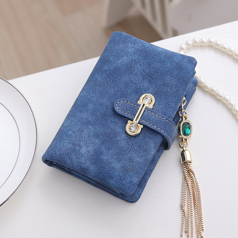 MFS neue Mode Damen Geldbörsen Kordelzug NubukLeder Reißverschluss Geldbörse Damen kurze Design Geldböse