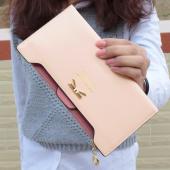 Neue Mode Damen Lady Lange Geldbörse Weiblichen Candy Farbe Bogen Knoten PU Leder Billeteras Porte Monnaie