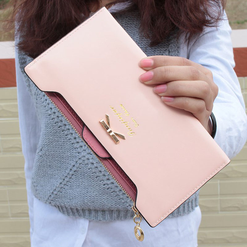 10 Farbe Mode PU Damen Brieftasche Multifunktionale Reißverschluss Lange Brieftasche Vintage Damen Kupplung