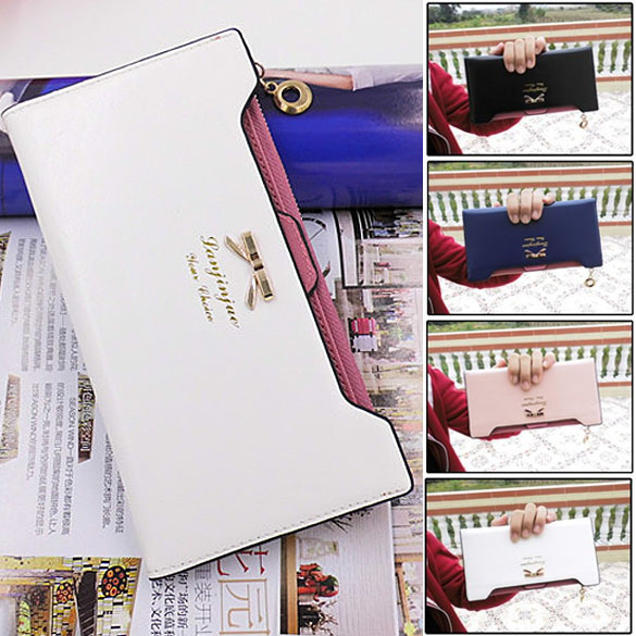 neue Reizende Dame Lange Geldbörse Leder Geldbörse Damen Reißverschluss Thin Kartenhalter Tasche Geldbörsen