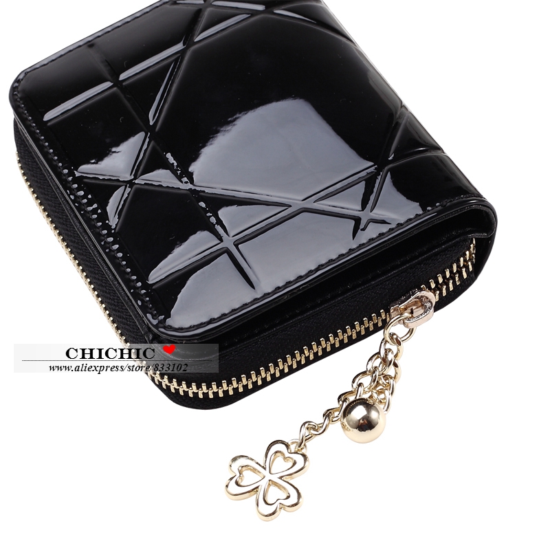 LackLeder Damen Kurze Geldbörsen Damen Kleine Brieftasche Reißverschluss Geräumige Geldbörse