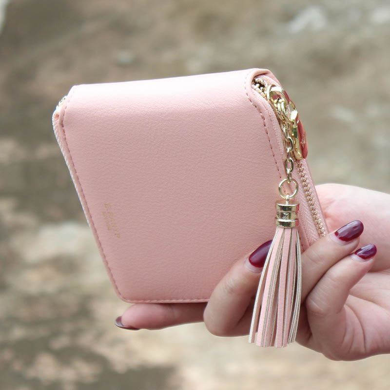 Fashion Damen mappen Pu Leder Quaste Weiblichen Brieftasche Damen Bronzing Erfasst Neue Marke Kartenhalter