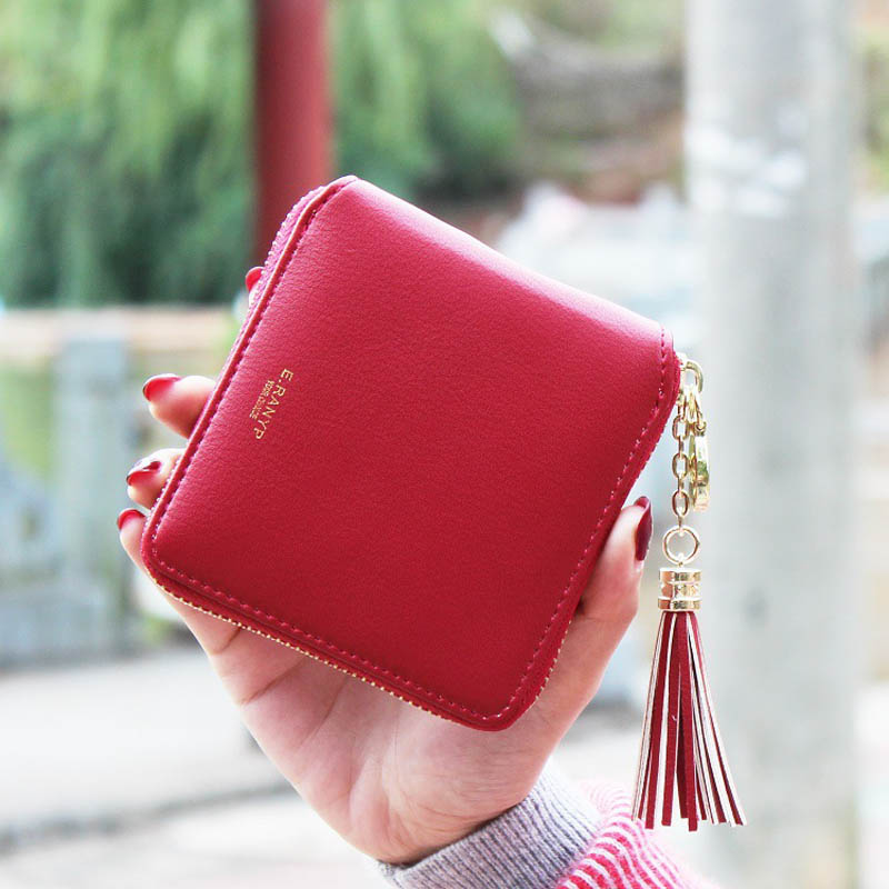 Fashion Damen mappen Pu Leder Quaste Weiblichen Brieftasche Damen Bronzing Erfasst Neue Marke Kartenhalter