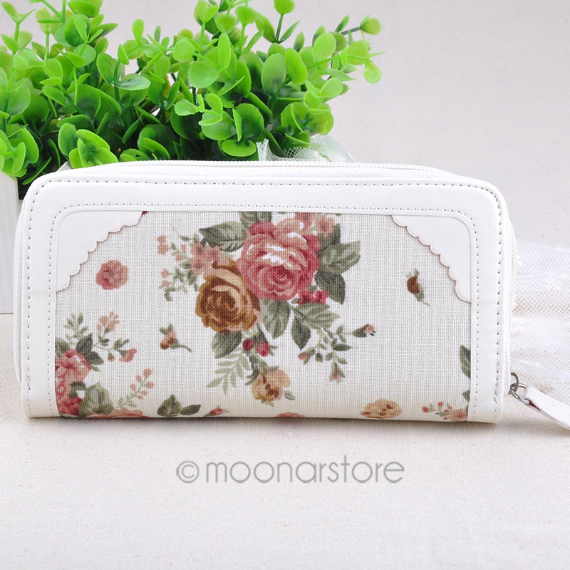 Fashion designer Damen ladies rose blume leinwand PU Haspe Geldbörse Kupplung kupplungen bag Taschen Brieftasche