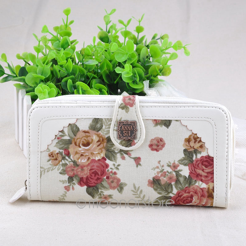 Fashion designer Damen ladies rose blume leinwand PU Haspe Geldbörse Kupplung kupplungen bag Taschen Brieftasche