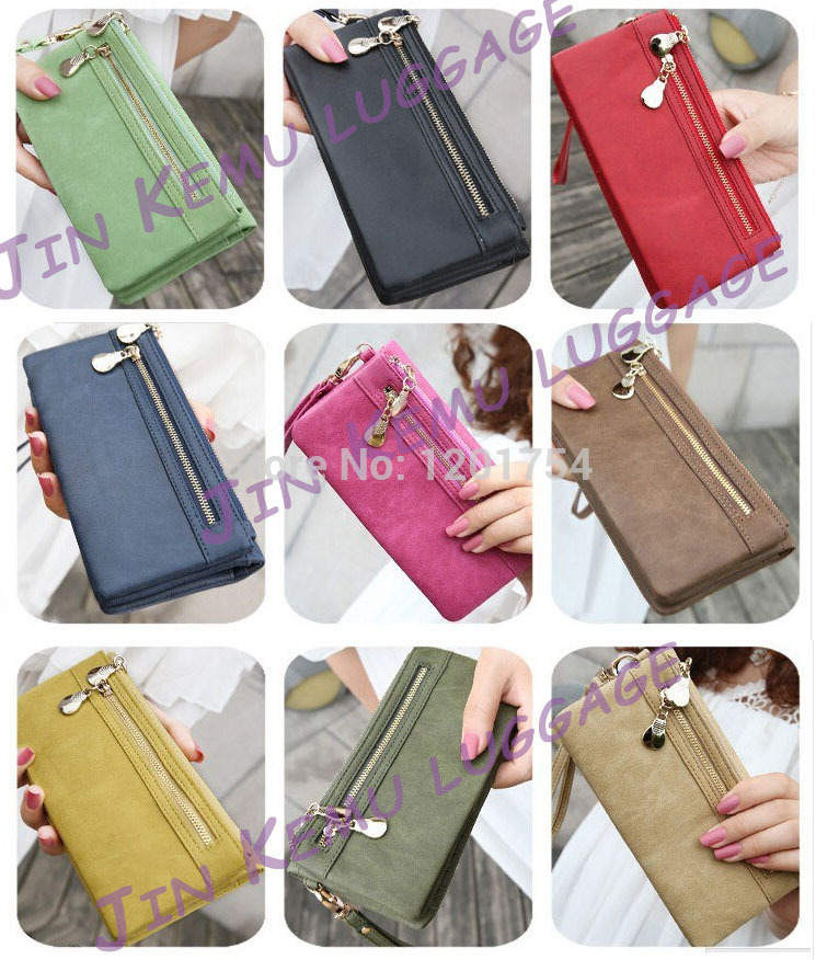 Mode Damen Geldbörsen Dull polnischen Leder Brieftasche Doppel Reißverschluss Tag Kupplungs Geldbeutel