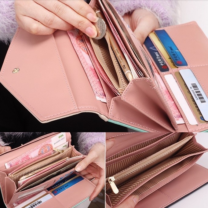 Luxus Lange Designer Berühmte Marke Handtasche Damen Leder Damen Geldbörsen Weiblicher Geldbeutel Handliche