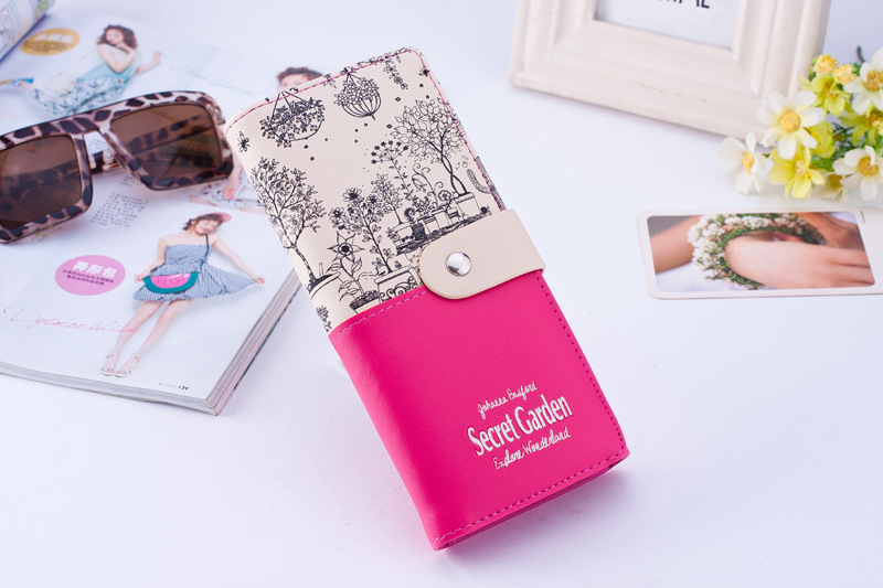 Neue Angekommene weibliche Lange Geldbörsen Mode 2 falten Floral Print Brand Design Casual dame Geldbörse