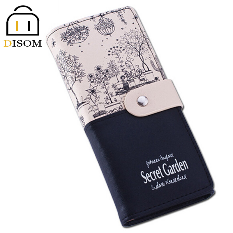 Neue Angekommene weibliche Lange Geldbörsen Mode 2 falten Floral Print Brand Design Casual dame Geldbörse