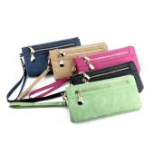 Mode Damen Geldbörsen 9 Farben Matte Pu Leder Doppel Reißverschluss Weiche Mappe Damen Langen Tag Kupplung