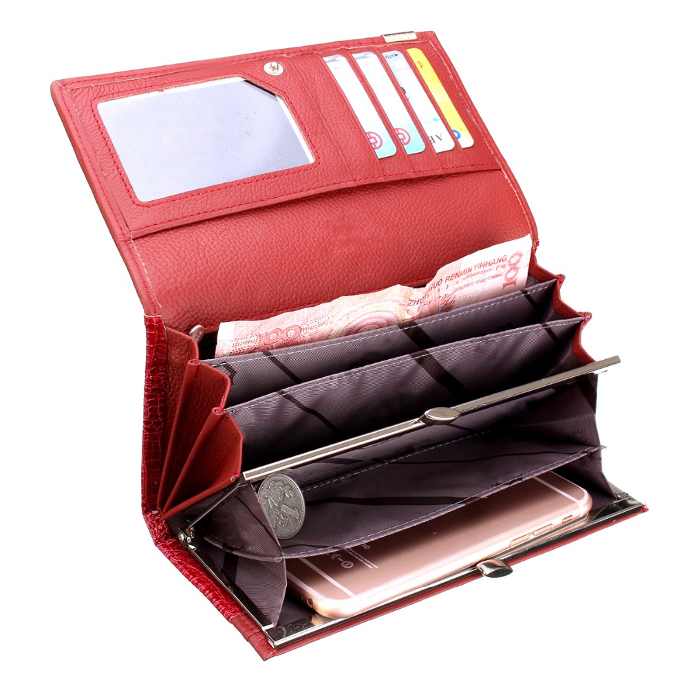 3D Krokodilkorn Damen Lange Mappen Leder Geprägte Design auszugs billetera Weibliche Portemonnaie Kupplung Geldbeutel