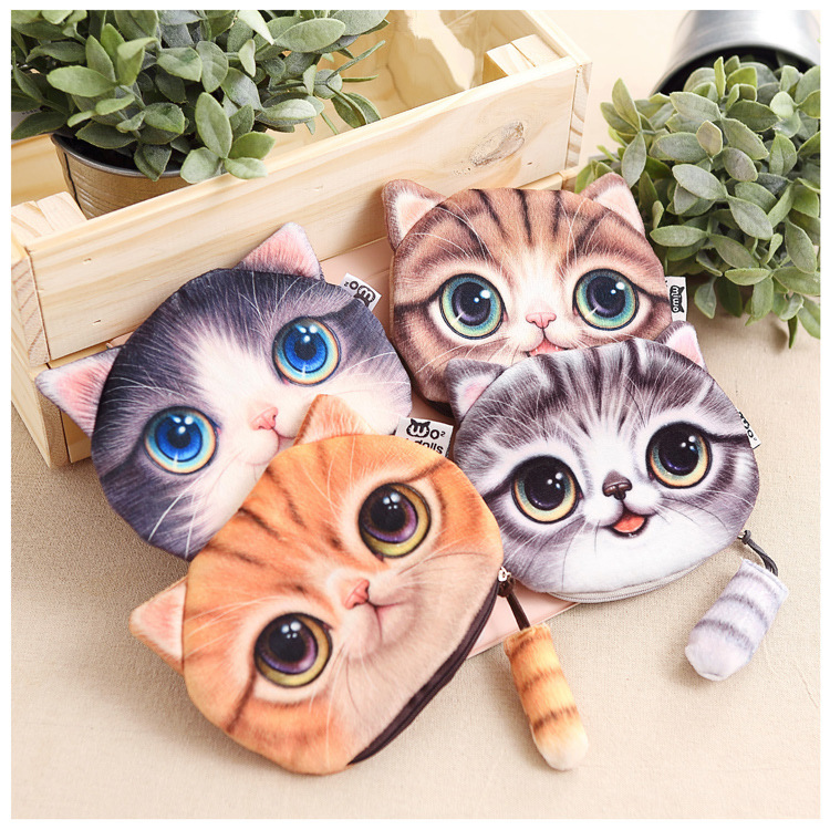 neuen Kleinen Schwanz Katze Geldbörse Nette Kinder Cartoon Brieftasche Kawaii Tasche Münzfach Geldbörse
