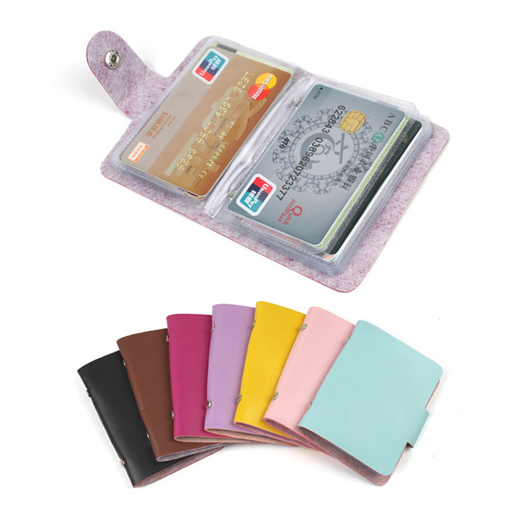 Mode 24 Bits Nützlich Business Kreditkarteninhaber PU Leder Schnalle Karten Halter Organizer Manager Für Damen