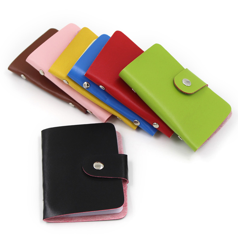 Mode 24 Bits Nützlich Business Kreditkarteninhaber PU Leder Schnalle Karten Halter Organizer Manager Für Damen