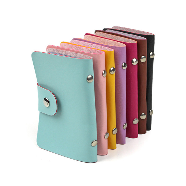 Mode 24 Bits Nützlich Business Kreditkarteninhaber PU Leder Schnalle Karten Halter Organizer Manager Für Damen