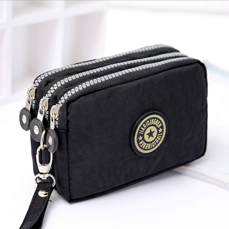 Neue Mode tragbare gewaschen Denim Make up Tasche Geldbörse Mini Tasche mit drei Reißverschluss Damen