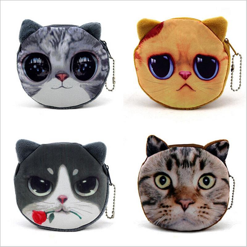 Fashion Girl Cute Tier Cartoon Gesicht Reißverschluss Münze ändern Geldbeutel Kasten Polyester Brieftasche