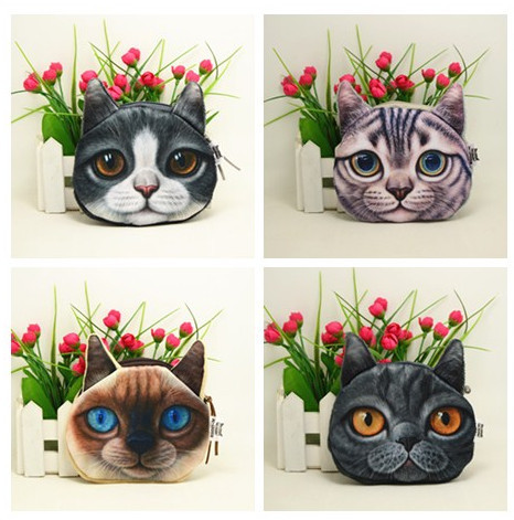 neue Geldbörsen Geldbörse Damen 3D druck katzen hunde Tier große gesicht ändern mode niedlichen