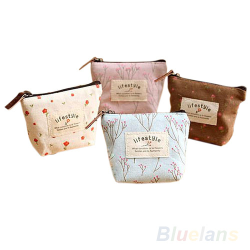 Damen der Dame Kleine Leinwand Handtasche Reißverschluss mappen münzen schlüssel halter Kasten beutel