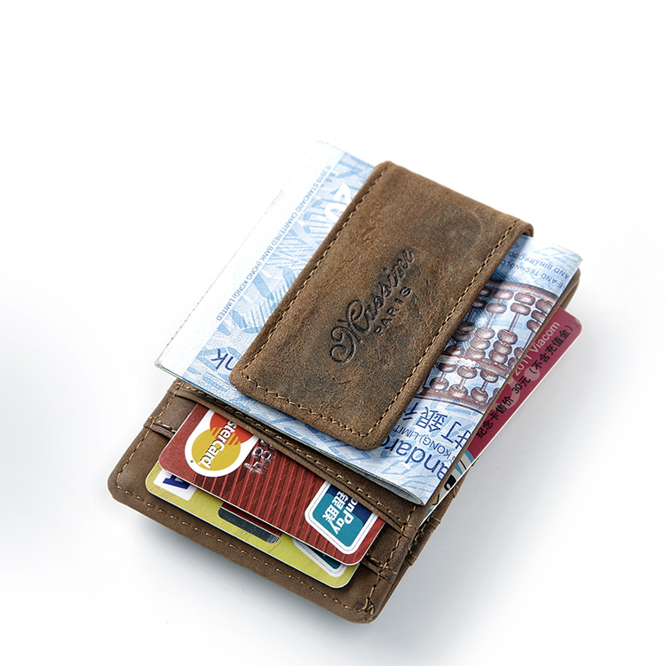 Teemzone Herren Des Echten Leders Business Casual Kreditkarte ID Halter mit Starken Magnet Geld Clip