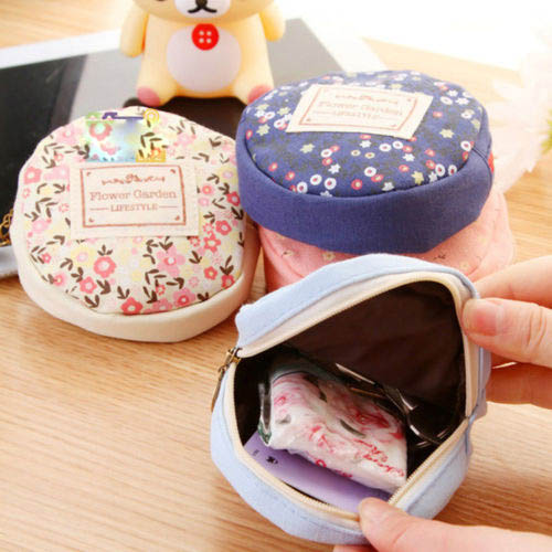 1 stück 4 Farben Vintage Damen Mädchen Kid Baby Lagerung nette Blumen Floral Münze Runde Leinwand