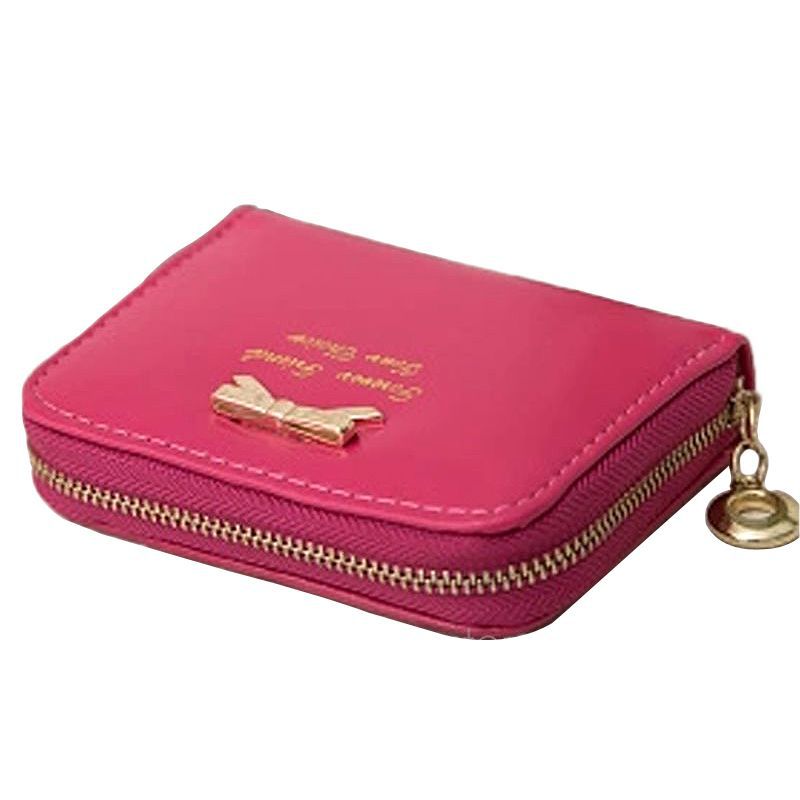 Mode Damen Geldbörsen Damen Mädchen Bogen Knoten Anhänger Reißverschluss Leder Geldbörse Brief