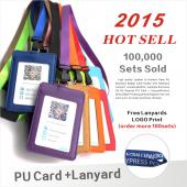 Leder ID Inhaber PU Business Abzeichen Kartenhalter mit Lanyard HalsKette Logo anpassen Drucken Unternehmen