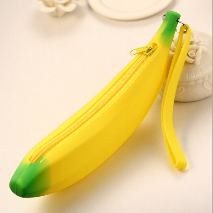 1 X Kawaii Unisex Herren Damen Mädchen Neuheit Silikon Tragbare Banana Münze Bleistift Stift Tasche
