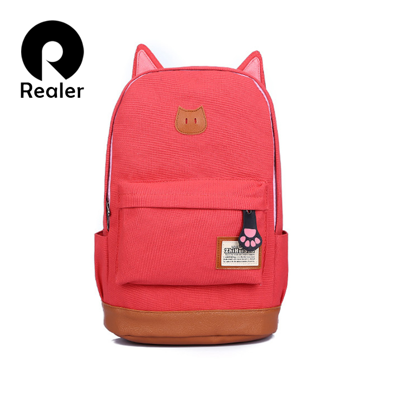 Nette Katze Ohr Cartoon Leinwand Rucksack Für Damen Mädchen Schulranzen Taschen Rucksack Schule Rucksack kind