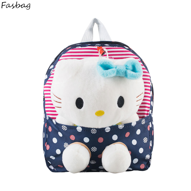 Neue Nylon Nette Dot Hallo Kitty Rucksäcke Geschenk für Kinder plüsch Cartoon Schultasche für Kind