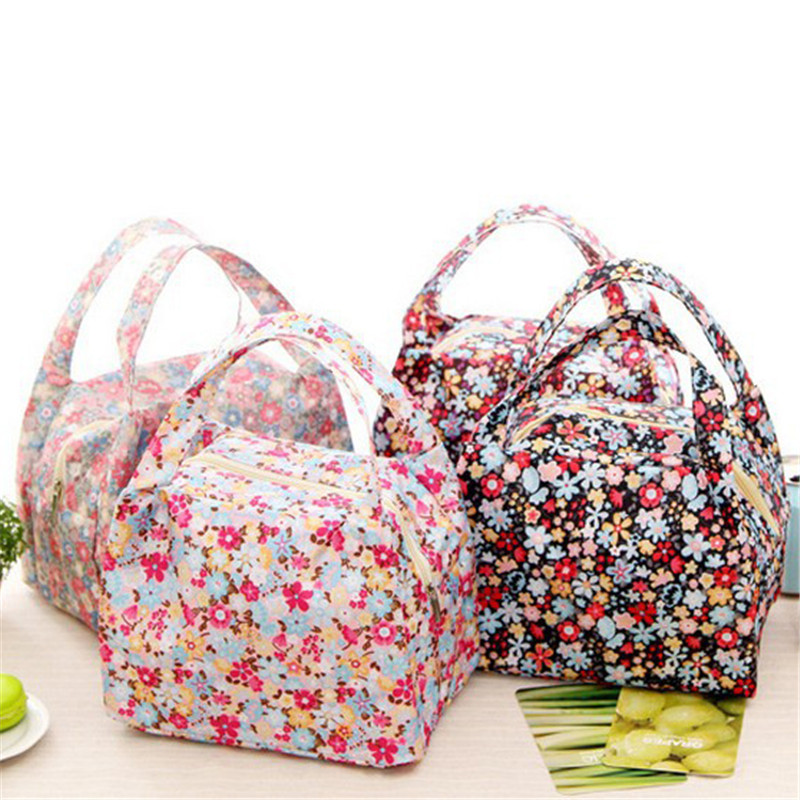 neue Lunchpaket Beutel Aufbewahrungsbox Blumen Isolierten Bento Kühler Picknick Tote Hochwertigen