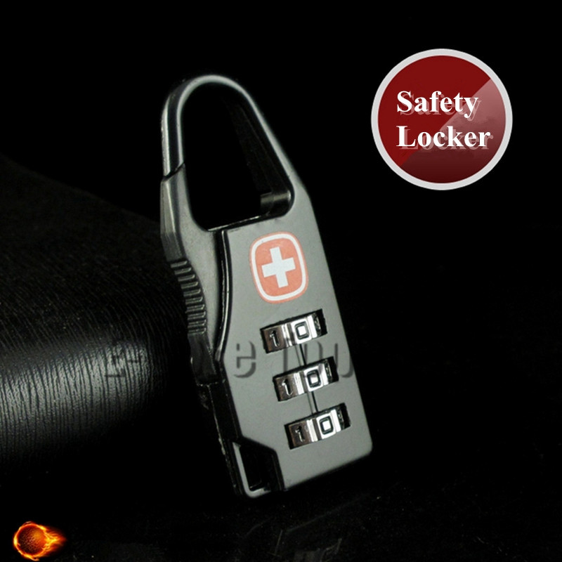 Rückstellbare 3 3 stellige Kombination Code Vorhängeschloss Reisegepäck Sicherheit Metall Shell Rucksack