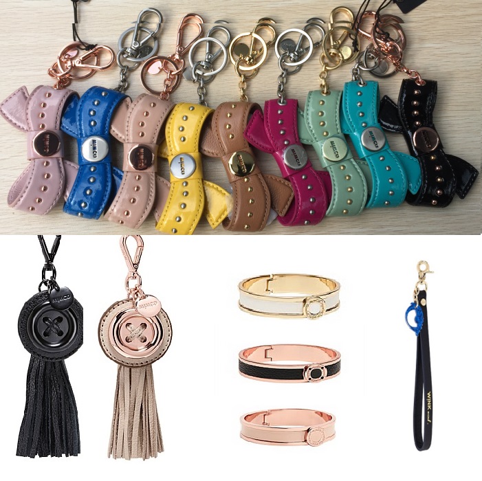 Mimco Bogen Schlüsselring Mini schmale aufgesetzter Cuff Geburtstag Schlüsselanhänger schwarz Vanille