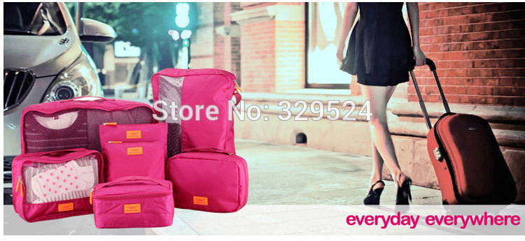 7 Pieces Set Travel Zubehör Herren und Damen Solide Wasserdicht Nylon Tragbare Reise gepäckverpackungs