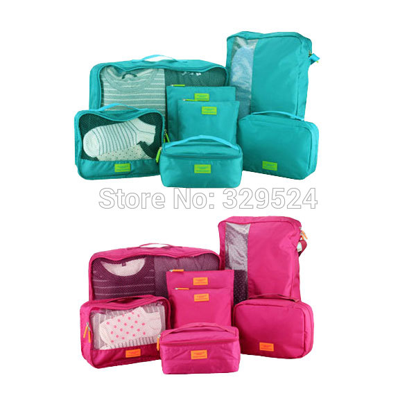 7 Pieces Set Travel Zubehör Herren und Damen Solide Wasserdicht Nylon Tragbare Reise gepäckverpackungs