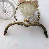 neue 18,5 cm Bogen Handtasche Handtasche Metallrahmen Kuss Schließe Sperre Mit Griff Muster Geschnitzt