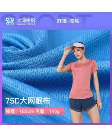 75D large mesh sportswear fabric 140g men's and women's spring and summer fashion casual wear T-shirt fabric manufacture