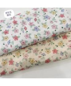 Double-layer yarn printed crepe maternal and infant grade pure cotton double-layer yarn fabric small floral home wear wa